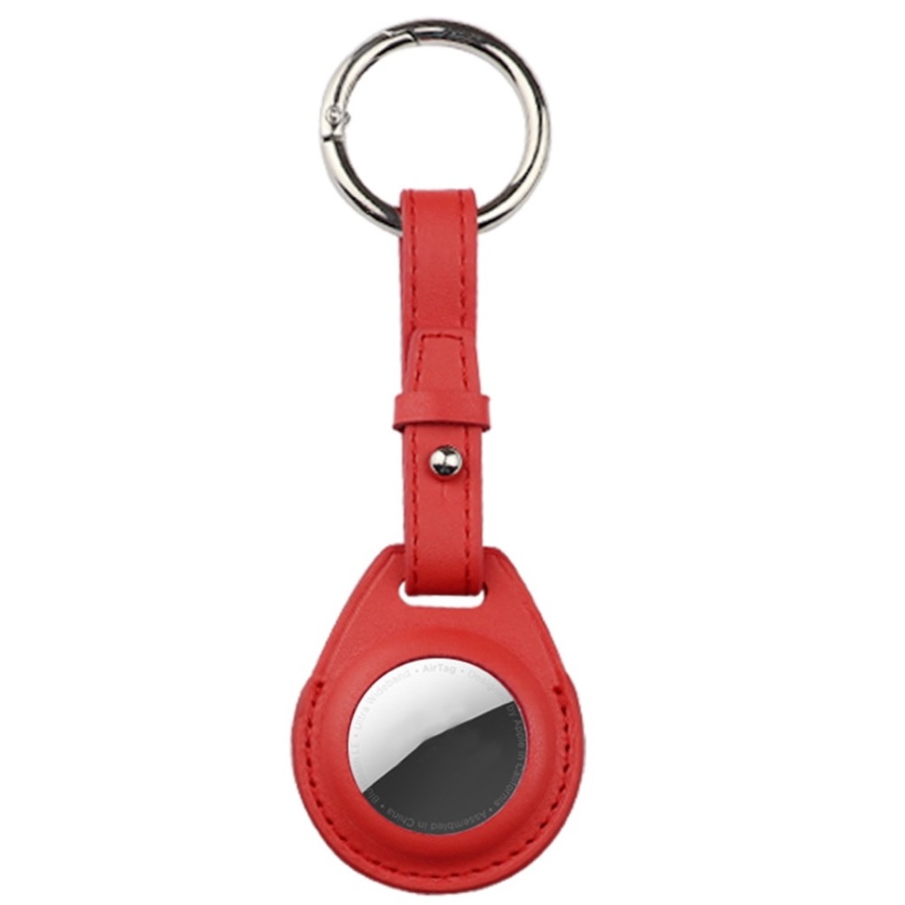 Cherry Red Leather Strap Case for AirTag